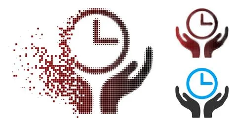 Dissolved Pixel Halftone Clock Maintenance Icon Stock Illustration