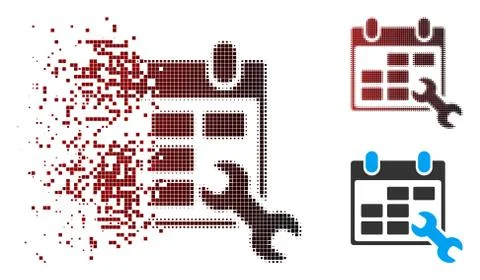 Dissolved Pixel Halftone Configure Timetable Icon Illustrazione stock