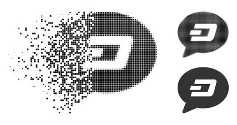 Dissolved Pixel Halftone Dash Message Balloon Icon Stock Illustration