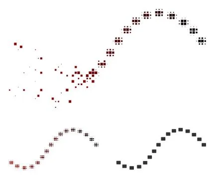 Dissolved Pixel Halftone Dotted Function Line Icon 스톡 일러스트