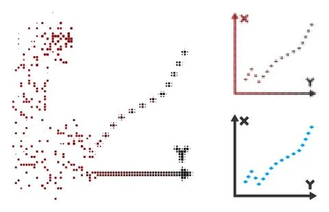 Dissolved Pixel Halftone Dotted Function Plot Icon Ilustración de archivo