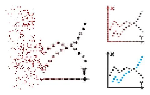 Dissolved Pixel Halftone Dotted Functions Plot Icon Ilustración de archivo