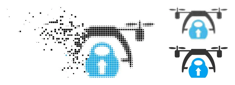 Dissolved Pixel Halftone Drone Loading Icon Stock Illustration