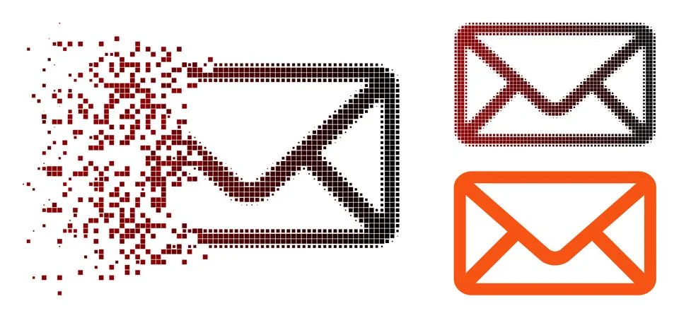 Dissolved Pixel Halftone Envelope Icon Stock Illustration