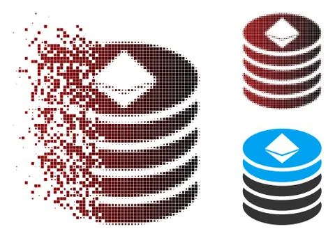 Dissolved Pixel Halftone Ethereum Coin Stack Icon Stockillustratie