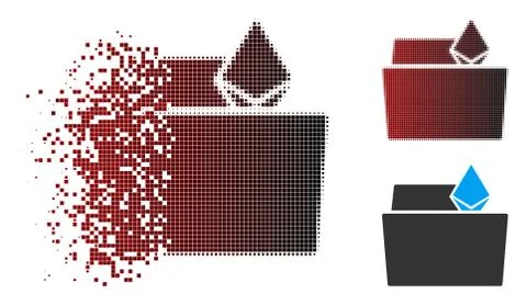 Dissolved Pixel Halftone Ethereum Crystal Folder Icon Stock Illustration