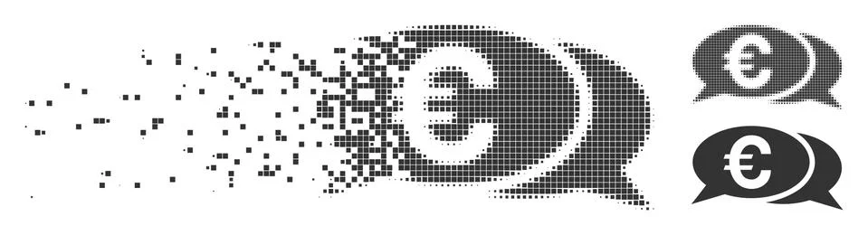 Dissolved Pixel Halftone Euro Chat Icon Illustrazione stock