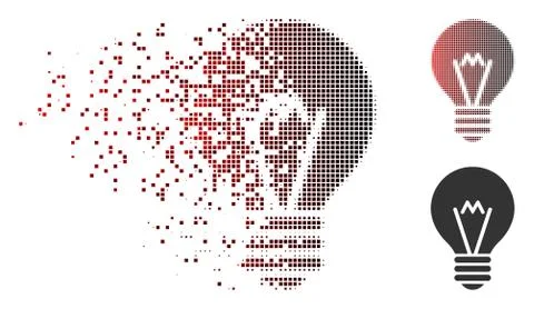 Dissolved Pixel Halftone Hint Bulb Icon 库存插图