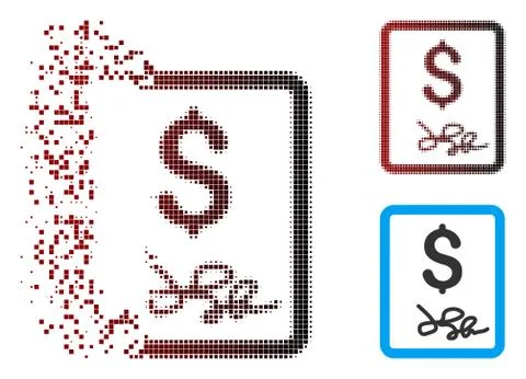 Dissolved Pixel Halftone Invoice Page Icon Stock Illustration