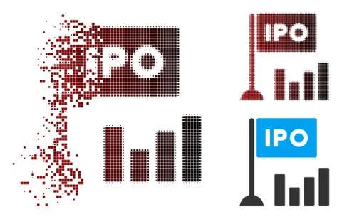 Dissolved Pixel Halftone IPO Bar Chart Icon Stock Illustration