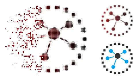 Dissolved Pixel Halftone Links Diagram Icon Ilustración de archivo