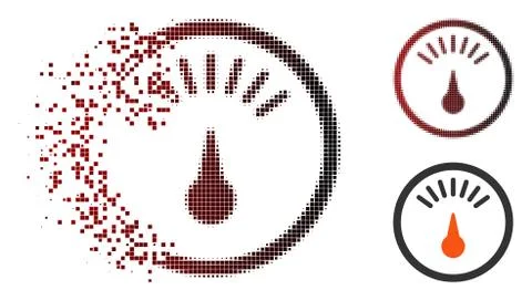 Dissolved Pixel Halftone Meter Icon Stock Illustration