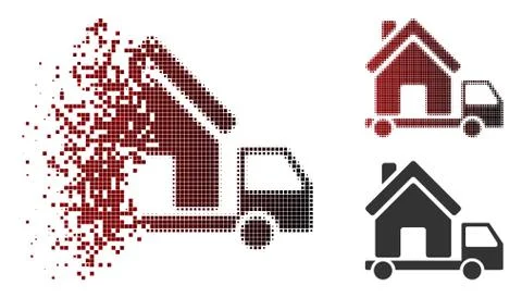 Dissolved Pixel Halftone Mobile House Icon Stock Illustration