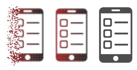 Dissolved Pixel Halftone Mobile List Icon Stock Illustration
