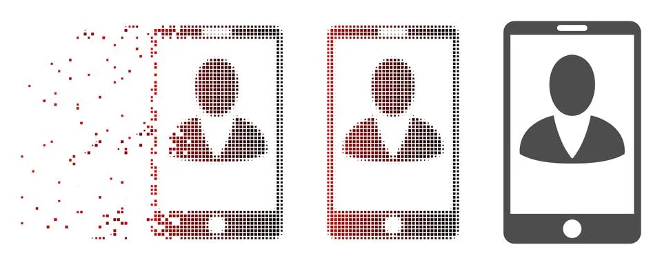 Dissolved Pixel Halftone Mobile User Profile Icon Illustrazione stock