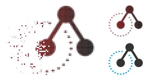 Dissolved Pixel Halftone Molecule Structure Analysis Icon Illustrazione stock