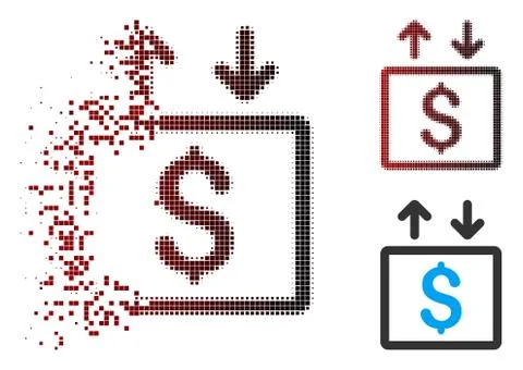 Dissolved Pixel Halftone Money Elevator Icon Illustrazione stock
