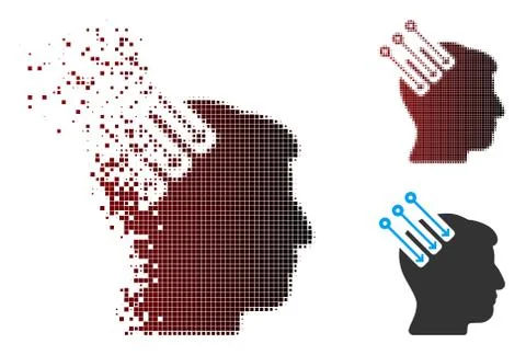 Dissolved Pixel Halftone Neuro Interface Icon 库存插图