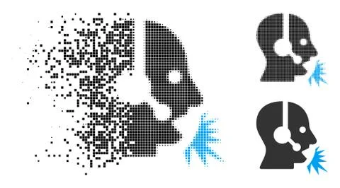 Dissolved Pixel Halftone Operator Speech Icon Stock Illustration