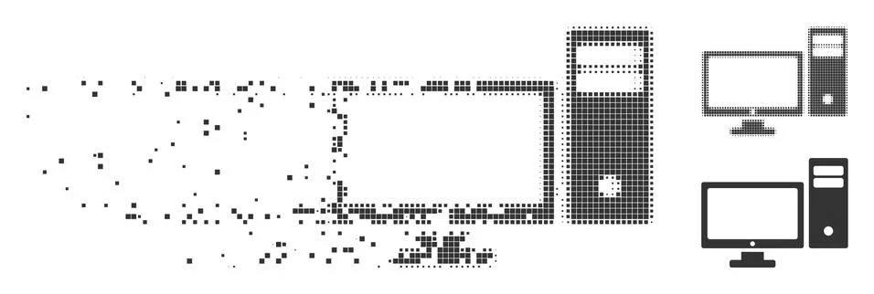 Dissolved Pixel Halftone Personal Computer Icon Stock Illustration