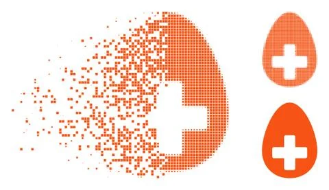 Dissolved Pixel Halftone Plus Egg Icon Stock Illustration