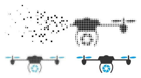 Dissolved Pixel Halftone Shutter Spy Airdrone Icon Stock Illustration