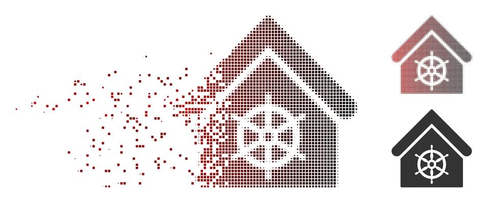 Dissolved Pixel Halftone Steering Wheel House Icon Ilustración de archivo