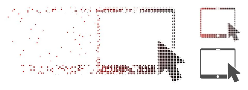 Dissolved Pixel Halftone Tablet Arrow Pointer Icon 스톡 일러스트