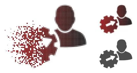 Dissolved Pixel Halftone User Integration API Gear Icon イラスト素材