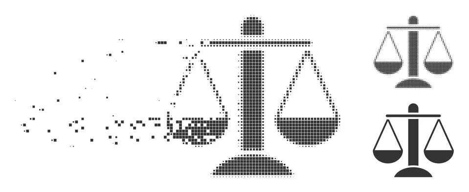 Dissolved Pixel Halftone Weight Scales Icon Stock Illustration