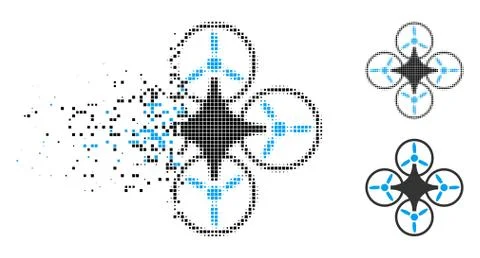 Dissolved Pixelated Halftone Air Drone Icon Ilustración de archivo