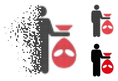Dissolved Pixelated Halftone Alien Scalp Icon Stock Illustration