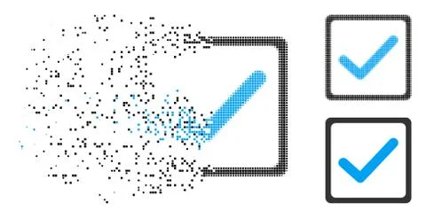 Dissolved Pixelated Halftone Checkbox Icon Stock Illustration