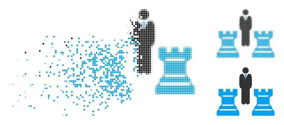 Dissolved Pixelated Halftone Chess Strategy Icon Ilustración de archivo