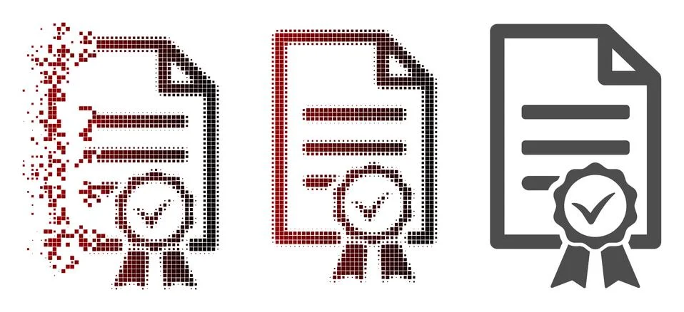 Dissolved Pixelated Halftone Contract Document Icon Stock Illustration