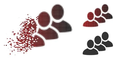 Dissolved Pixelated Halftone Customer Queue Icon Stock Illustration