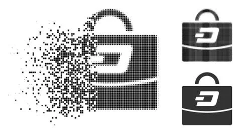 Dissolved Pixelated Halftone Dash Accounting Case Icon Stock Illustration