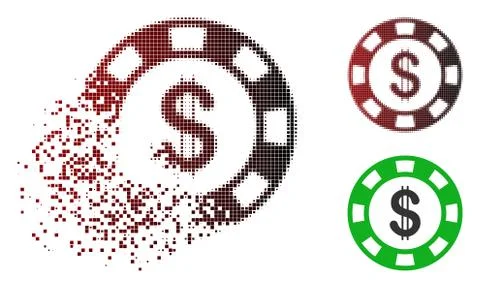 Dissolved Pixelated Halftone Dollar Casino Chip Icon Illustrazione stock