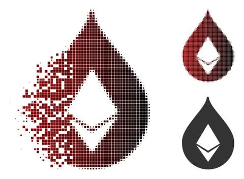 Dissolved Pixelated Halftone Ethereum Drop Icon Stock Illustration