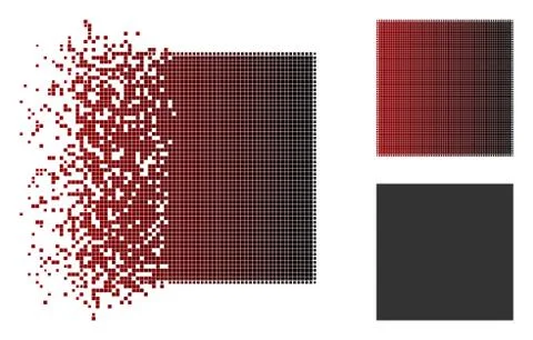 Dissolved Pixelated Halftone Filled Square Icon 스톡 일러스트