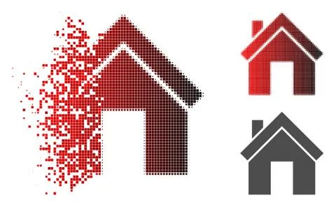 Dissolved Pixelated Halftone Home Icon Ilustración de archivo