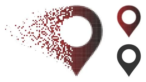 Dissolved Pixelated Halftone Map Marker Icon Ilustración de archivo