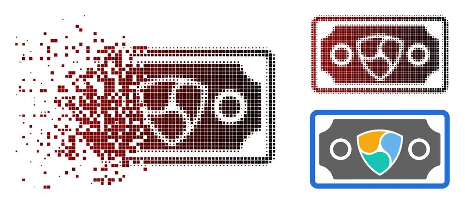 Dissolved Pixelated Halftone NEM Banknote Icon Stock Illustration