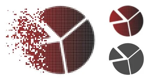 Dissolved Pixelated Halftone Pie Chart Icon Stock Illustration