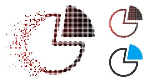 Dissolved Pixelated Halftone Pie Charts Icon with Face Stock Illustration