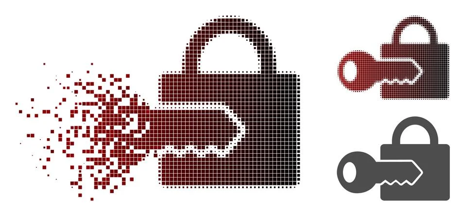 Dissolved Pixelated Halftone Registration Key Icon Stock Illustration