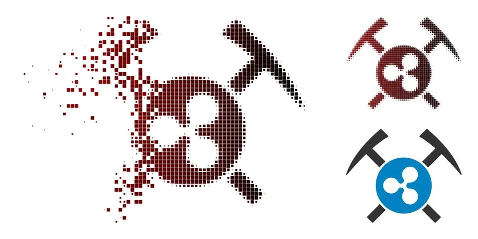 Dissolved Pixelated Halftone Ripple Mining Hammers Icon Ilustración de archivo