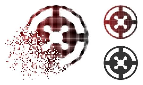 Dissolved Pixelated Halftone Roulette Icon Stock Illustration