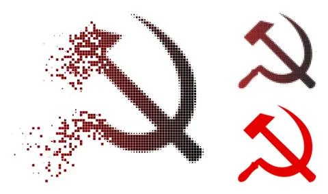 Dissolved Pixelated Halftone Sickle And Hammer Icon Ilustración de archivo
