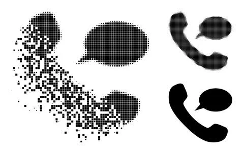 Dissolving and Halftone Dot Phone Message Icon Stockillustratie
